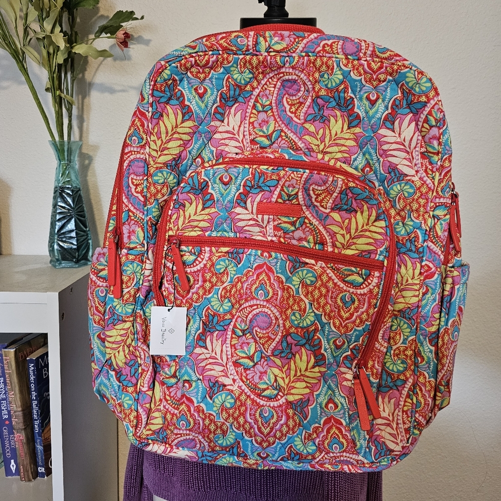 NWT Vera Bradley Large Campus Backpack Paisley in Paradise